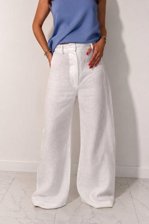 Je Suis Me Linen Edit trousers in white