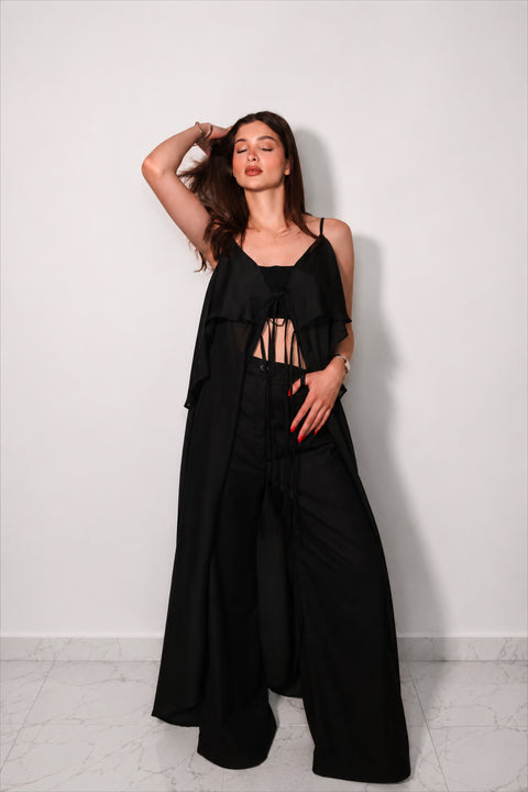 Je Suis Me Summer Kimono cover-up in black — view 3