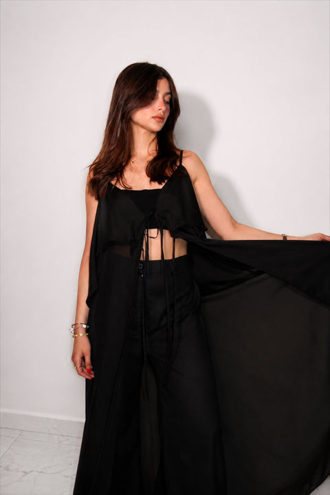 Je Suis Me Summer Kimono cover-up in black — view 4