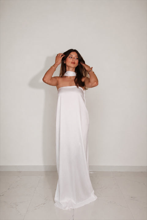 Je Suis Me Robe of Dreams satin column maxi dress in ivory