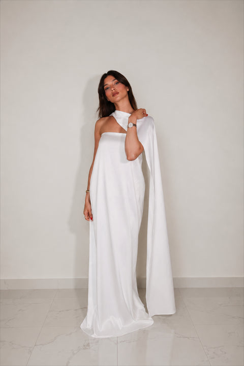 Je Suis Me Robe of Dreams satin column maxi dress in ivory — view 2
