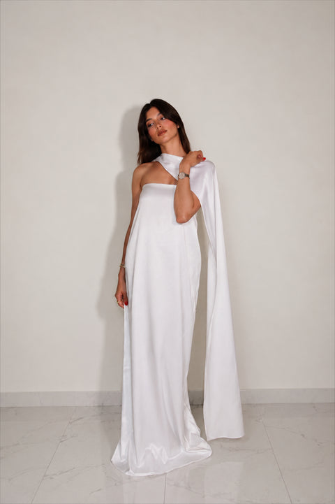 Je Suis Me Robe of Dreams satin column maxi dress in ivory — view 4