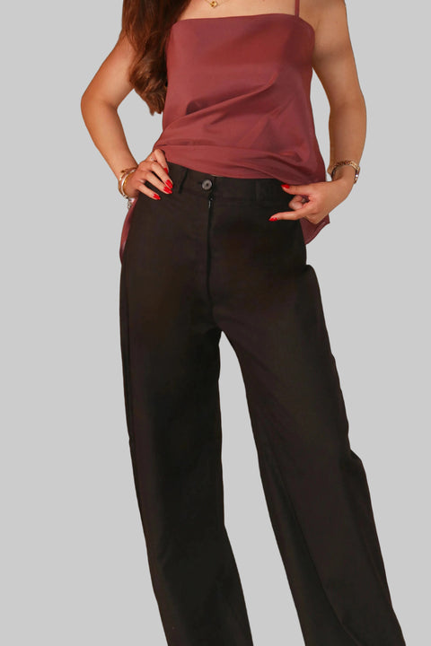 Je Suis Me Linen Edit trousers in black